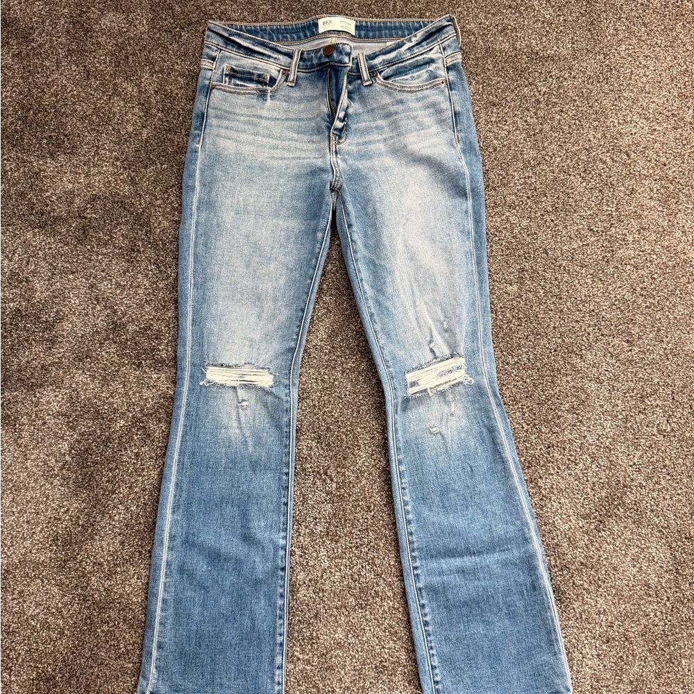 BKE Payton Light Blue Distressed Boot Cut Jeans
